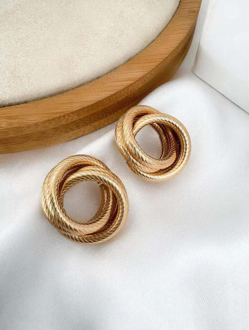 Brinco Folheado a Ouro 18k e Prata Argola Quatro Fios Entrelaçados G