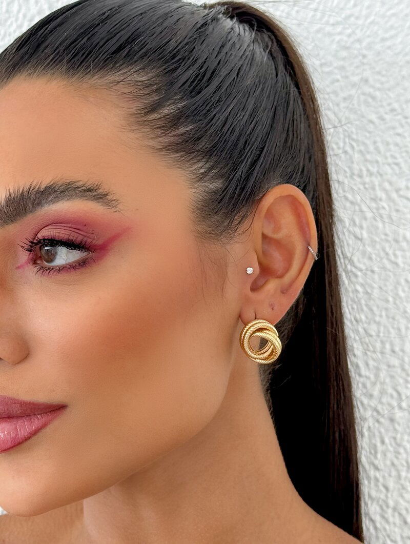 Brinco Folheado a Ouro 18k e Prata Argola Quatro Fios Entrelaçados M