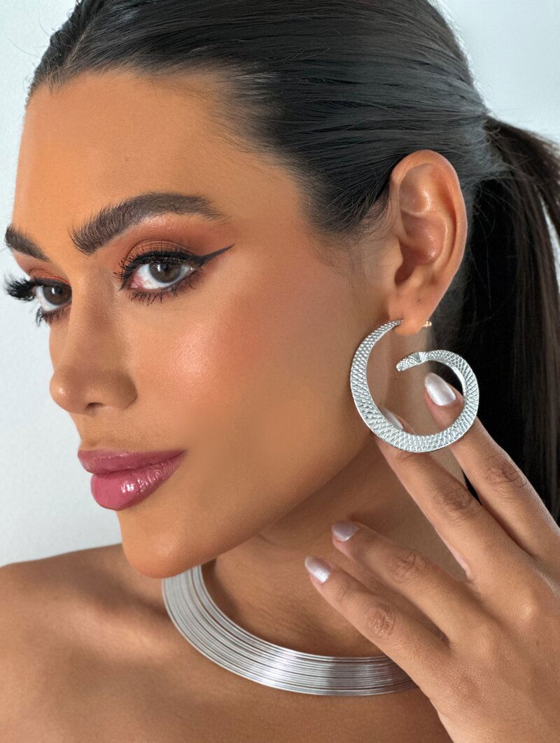 Brinco Folheado a Ouro 18k e Prata Argola Serpente