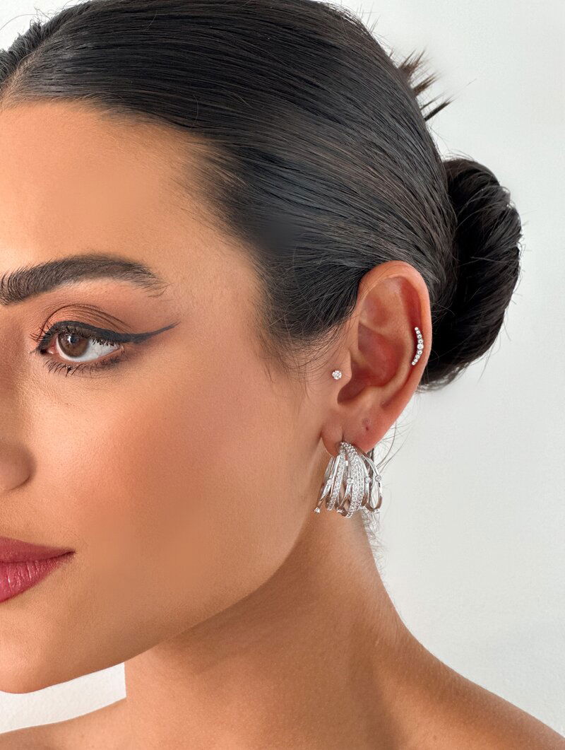 Brinco Folheado a Ouro 18k e Prata Argola Sete Fios com Micro Zircônias