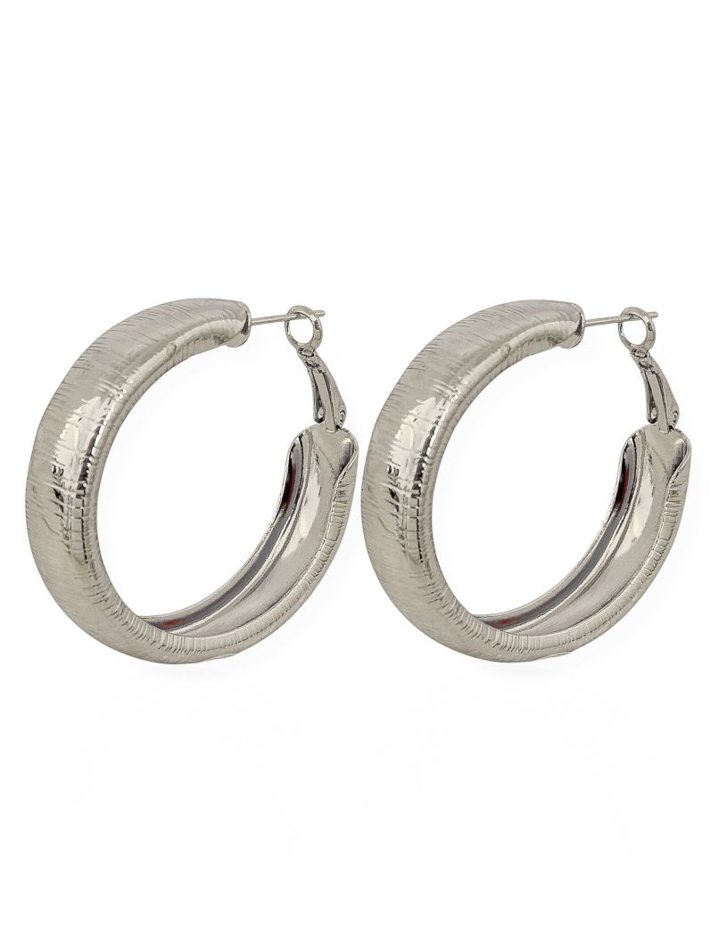 Brinco Folheado a Ouro 18k e Prata Argola Texturizada
