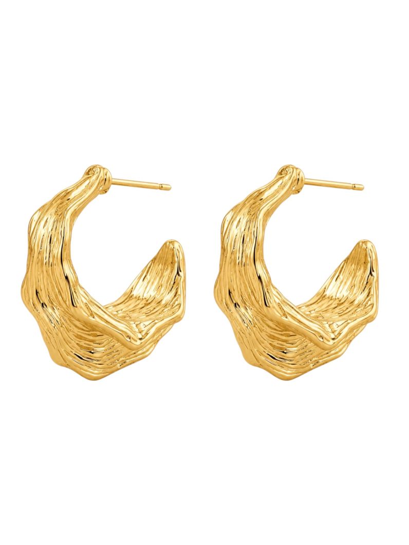 Brinco Folheado a Ouro 18k e Prata Argola Texturizada