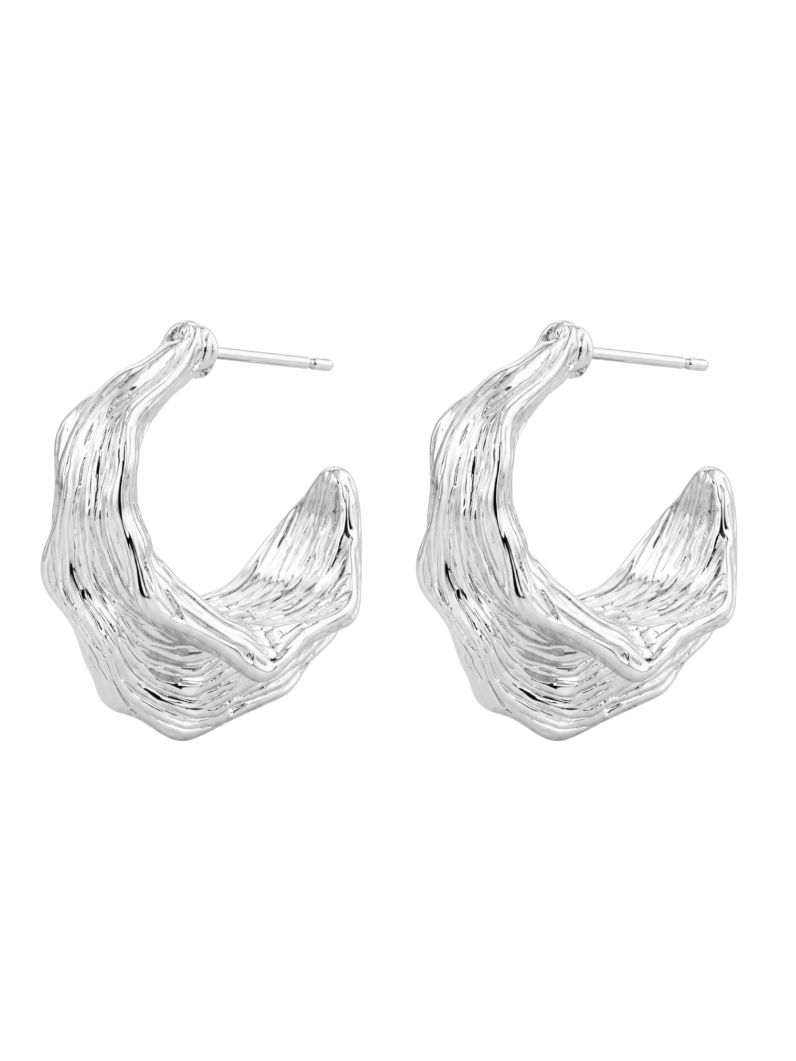 Brinco Folheado a Ouro 18k e Prata Argola Texturizada