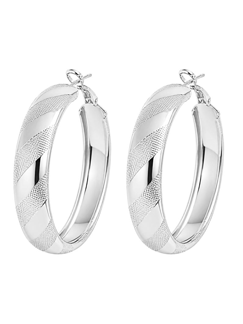 Brinco Folheado a Ouro 18k e Prata Argola Texturizada e Lisa