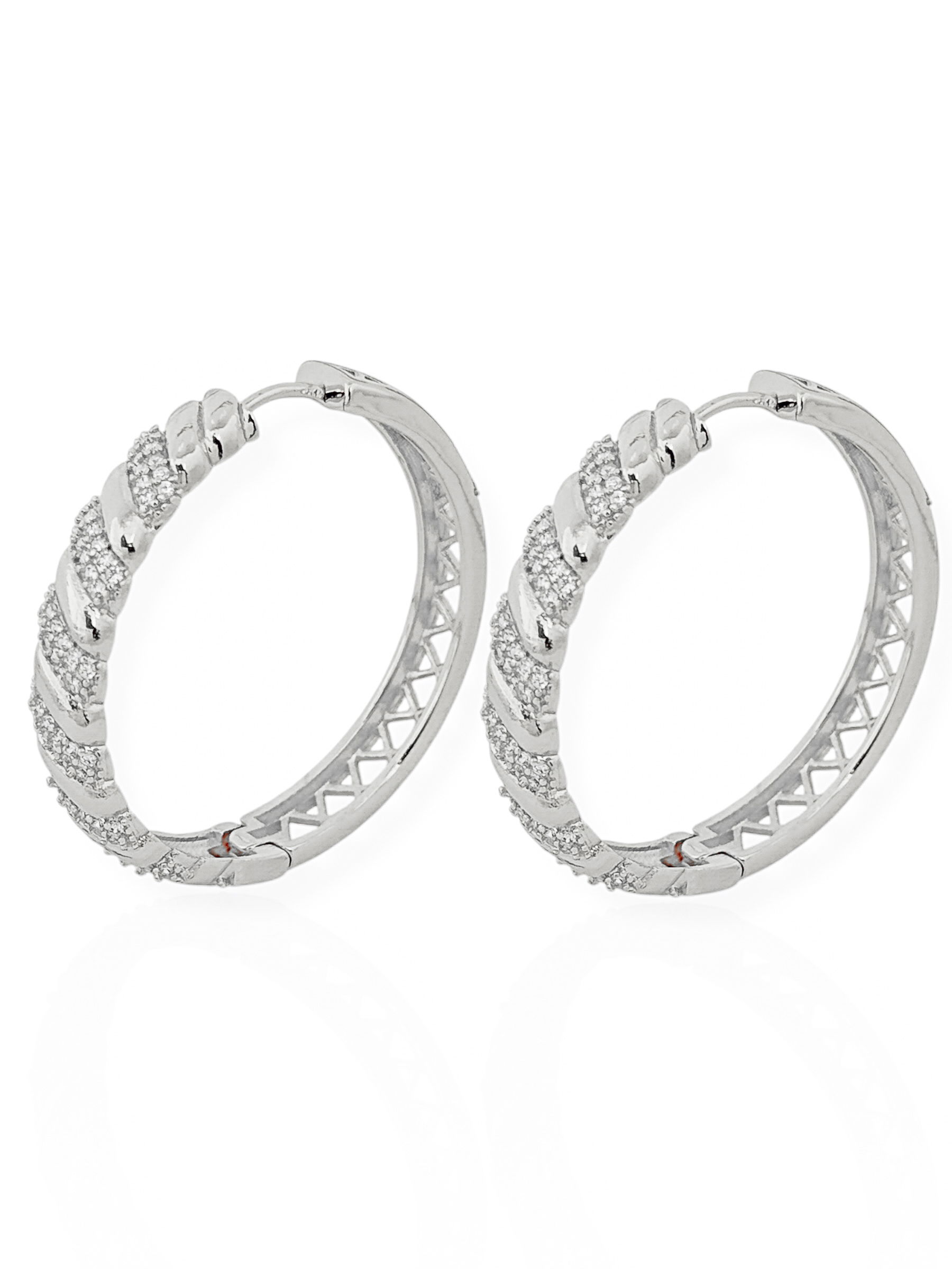 Brinco Folheado a Ouro 18k e Prata Argola Torcida Liso Com Zircônia