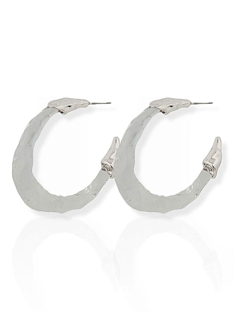 Brinco Folheado a Ouro 18k e Prata Argola Transparente Martelada