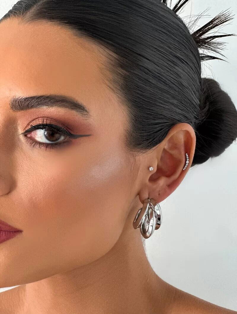 Brinco Folheado a Ouro 18k e Prata Argola Três Fios