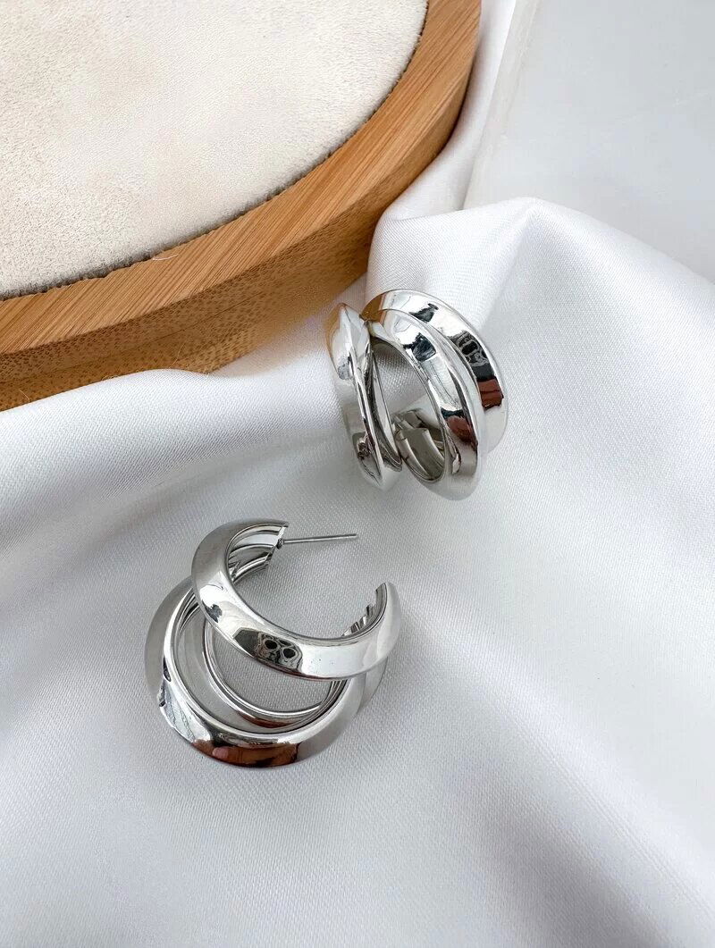 Brinco Folheado a Ouro 18k e Prata Argola Três Fios