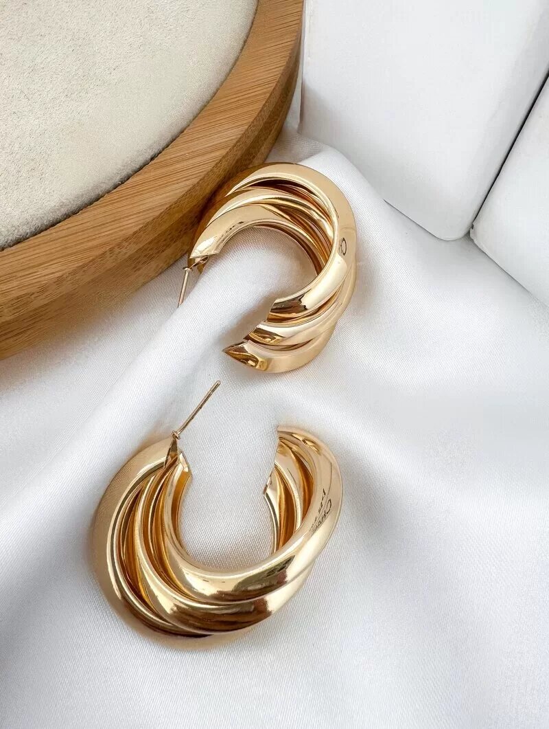 Brinco Folheado a Ouro 18k e Prata Argola Três Fios G