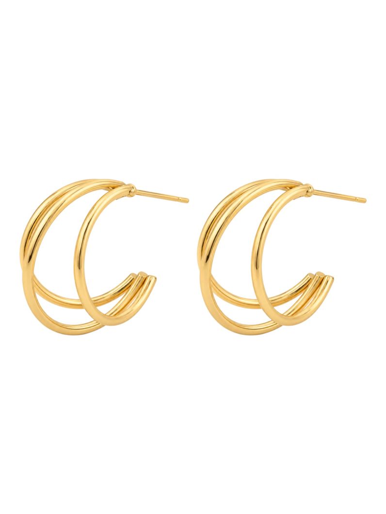 Brinco Folheado a Ouro 18k e Prata Argola Três Fios P