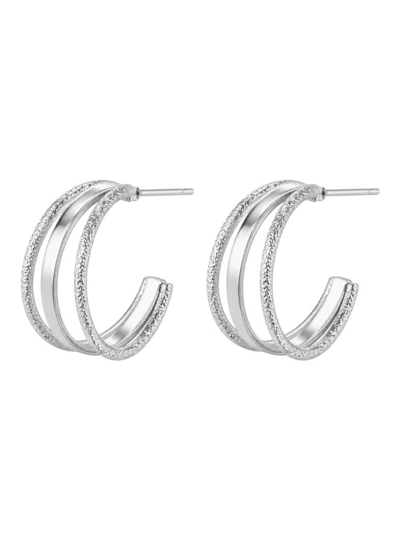 Brinco Folheado a Ouro 18k e Prata Argola Três Fios Texturizados