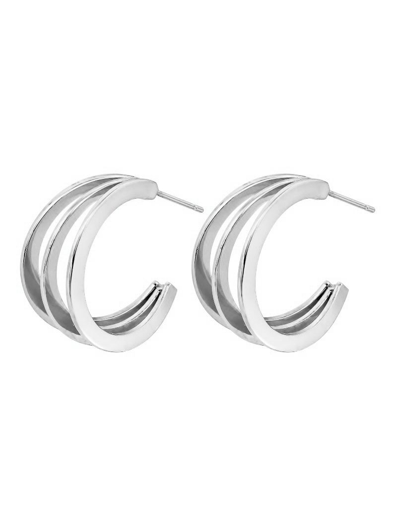 Brinco Folheado a Ouro 18k e Prata Argola Tripla Lisa