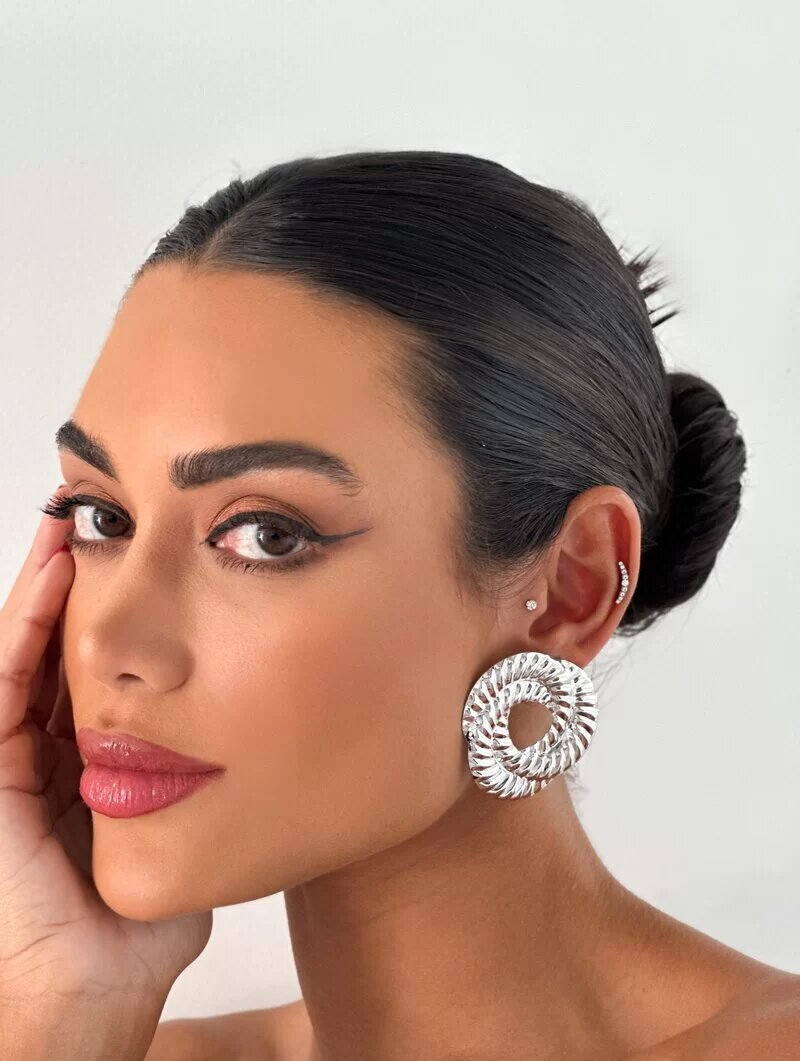 Brinco Folheado a Ouro 18k e Prata Argola Tripla Texturizada