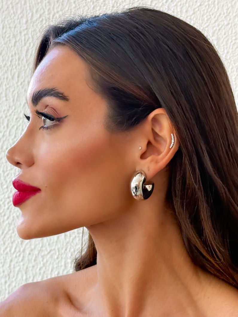 Brinco Folheado a Ouro 18k e Prata Argola Tubo