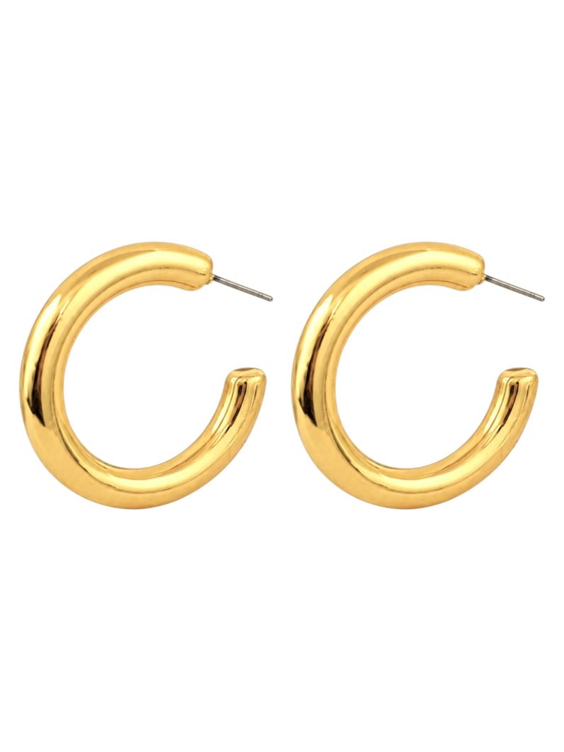 Brinco Folheado a Ouro 18k e Prata Argola Tubo Liso