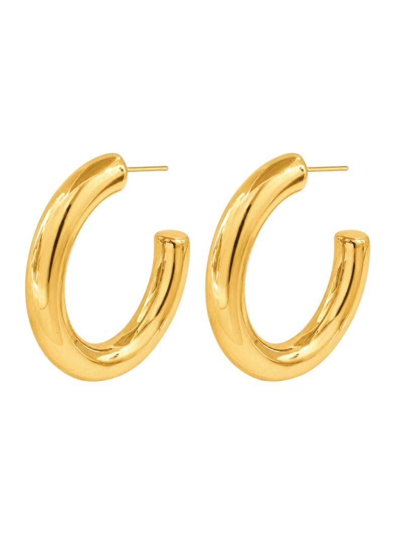 Brinco Folheado a Ouro 18k e Prata Argola Tubo Liso