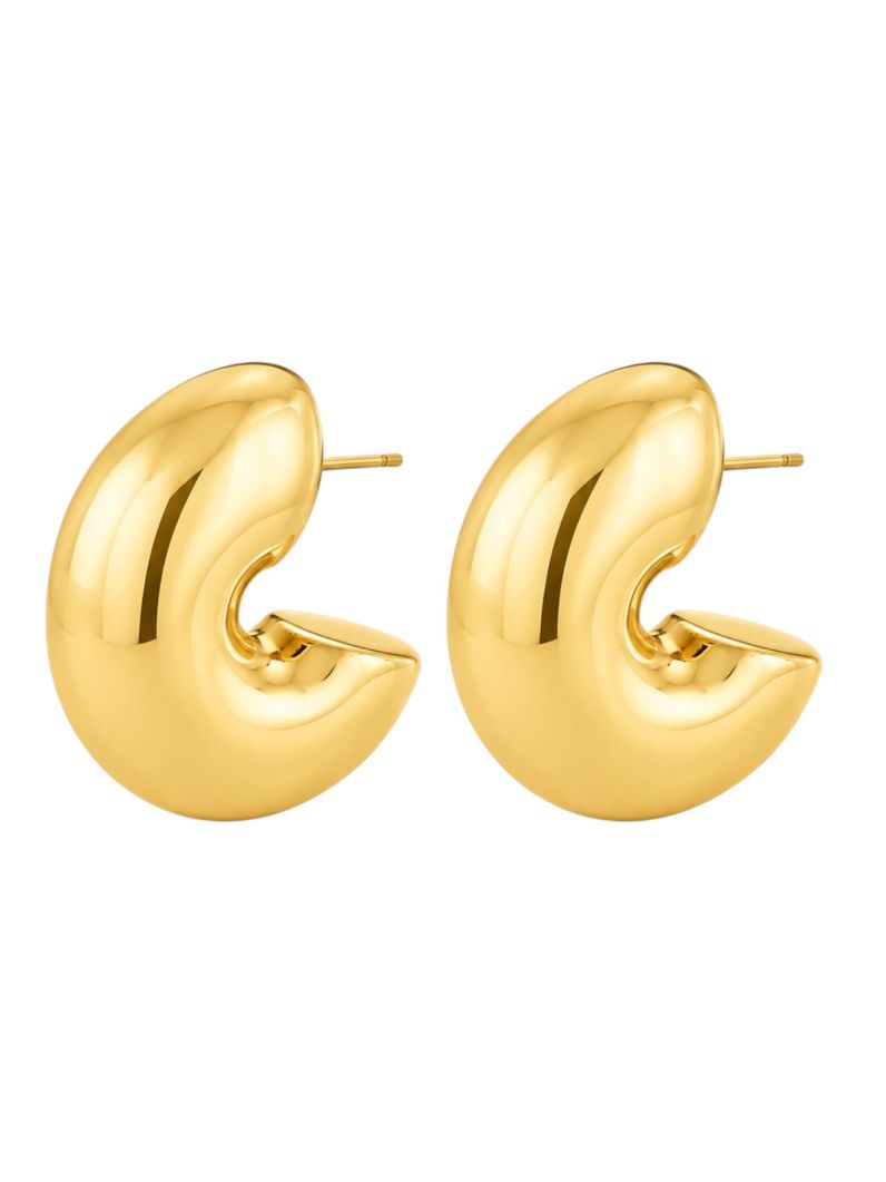 Brinco Folheado a Ouro 18k e Prata Argola Tubo Liso Grosso