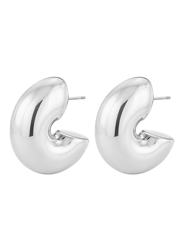 Brinco Folheado a Ouro 18k e Prata Argola Tubo Liso Grosso