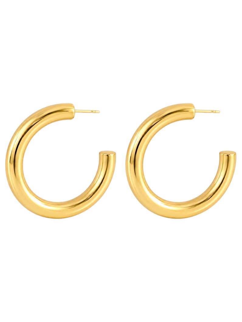 Brinco Folheado a Ouro 18k e Prata Argola Tubo Liso P