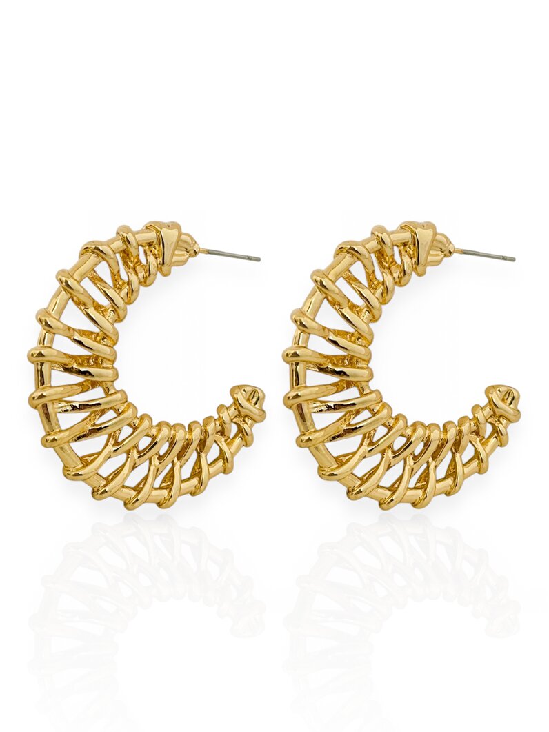 Brinco Folheado a Ouro 18k e Prata Argola Vazada