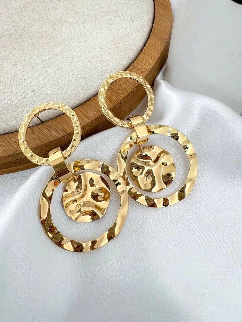 Brinco Folheado a Ouro 18k e Prata Argolas Texturizadas