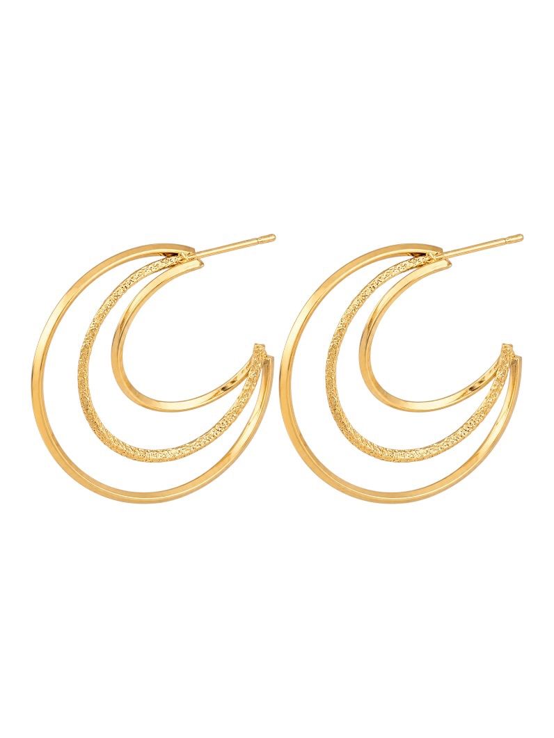 Brinco Folheado a Ouro 18k e Prata Argolas Texturizadas