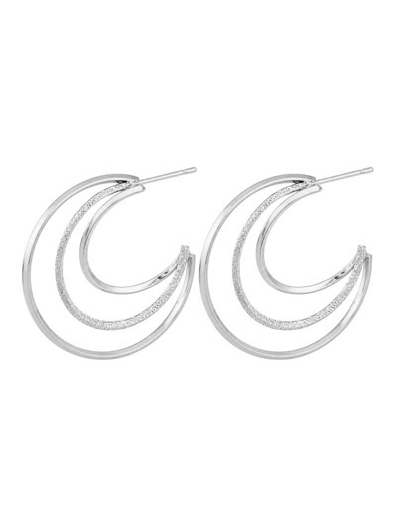 Brinco Folheado a Ouro 18k e Prata Argolas Texturizadas