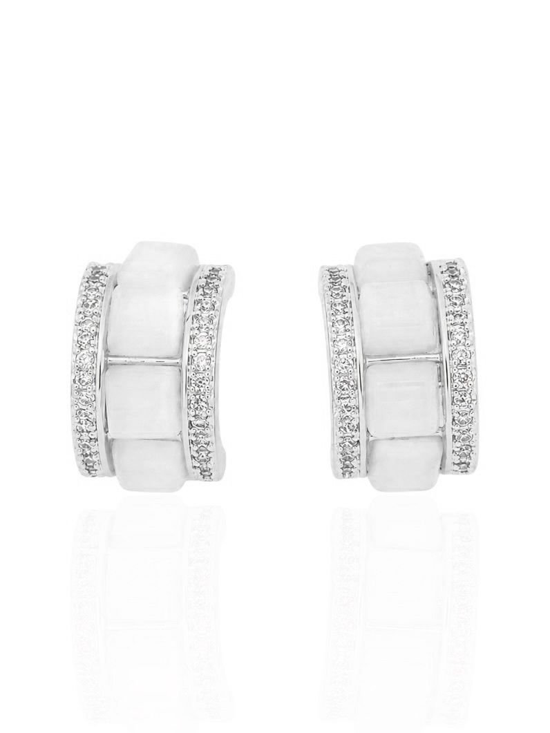 Brinco Folheado a Ouro 18k e Prata Argolinha Com Micro Zirconia e Quadrado Resinado
