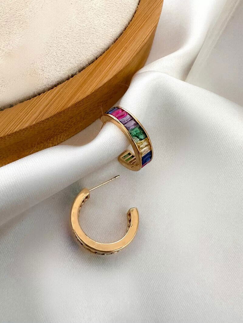 Brinco Folheado a Ouro 18k e Prata Argolinha com Navetes