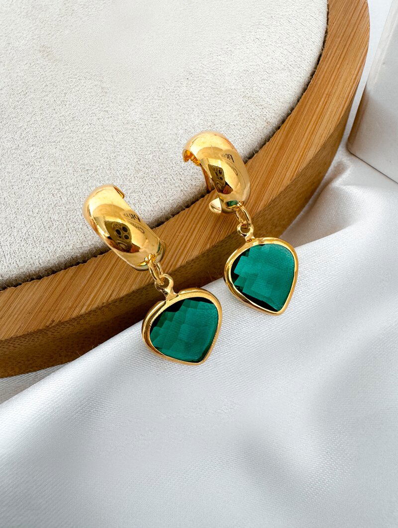 Brinco Folheado a Ouro 18k e Prata Argolinha com Pedra de Zircônia