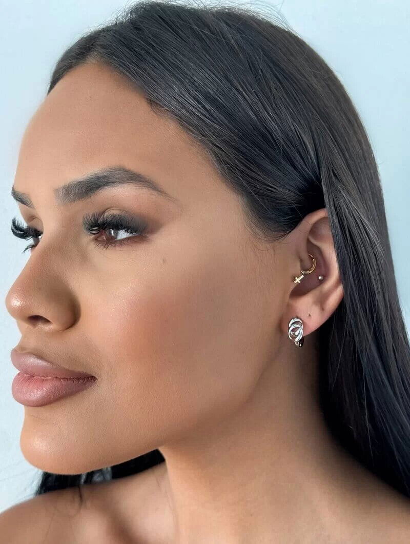 Brinco Folheado a Ouro 18k e Prata Argolinha Elos