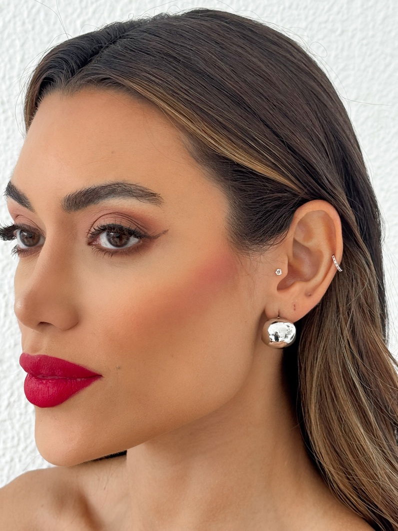 Brinco Folheado a Ouro 18k e Prata Argolinha Esfera