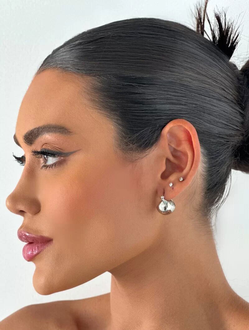 Brinco Folheado a Ouro 18k e Prata Argolinha Esfera Lisa P