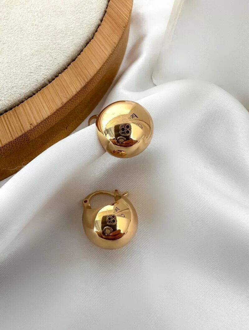 Brinco Folheado a Ouro 18k e Prata Argolinha Esfera Lisa P