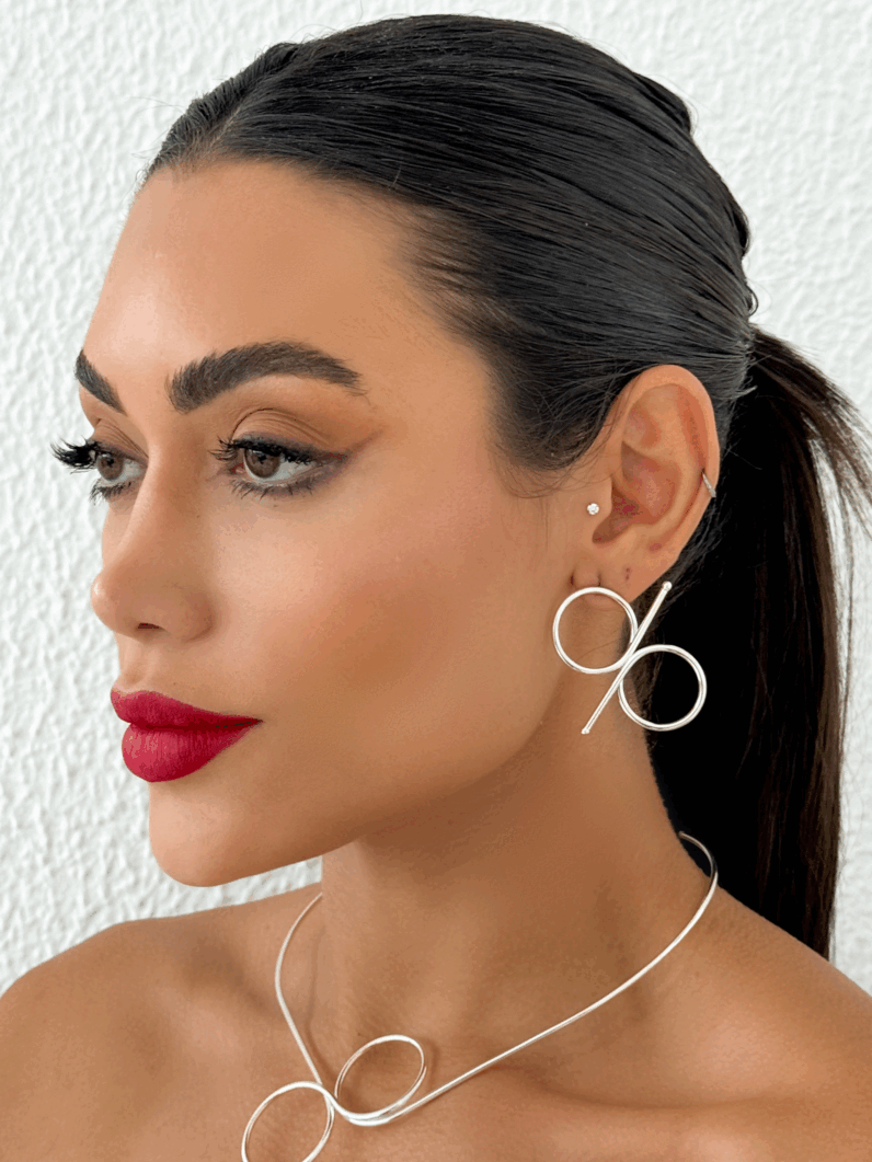 Brinco Folheado a Prata Aro Ágatha