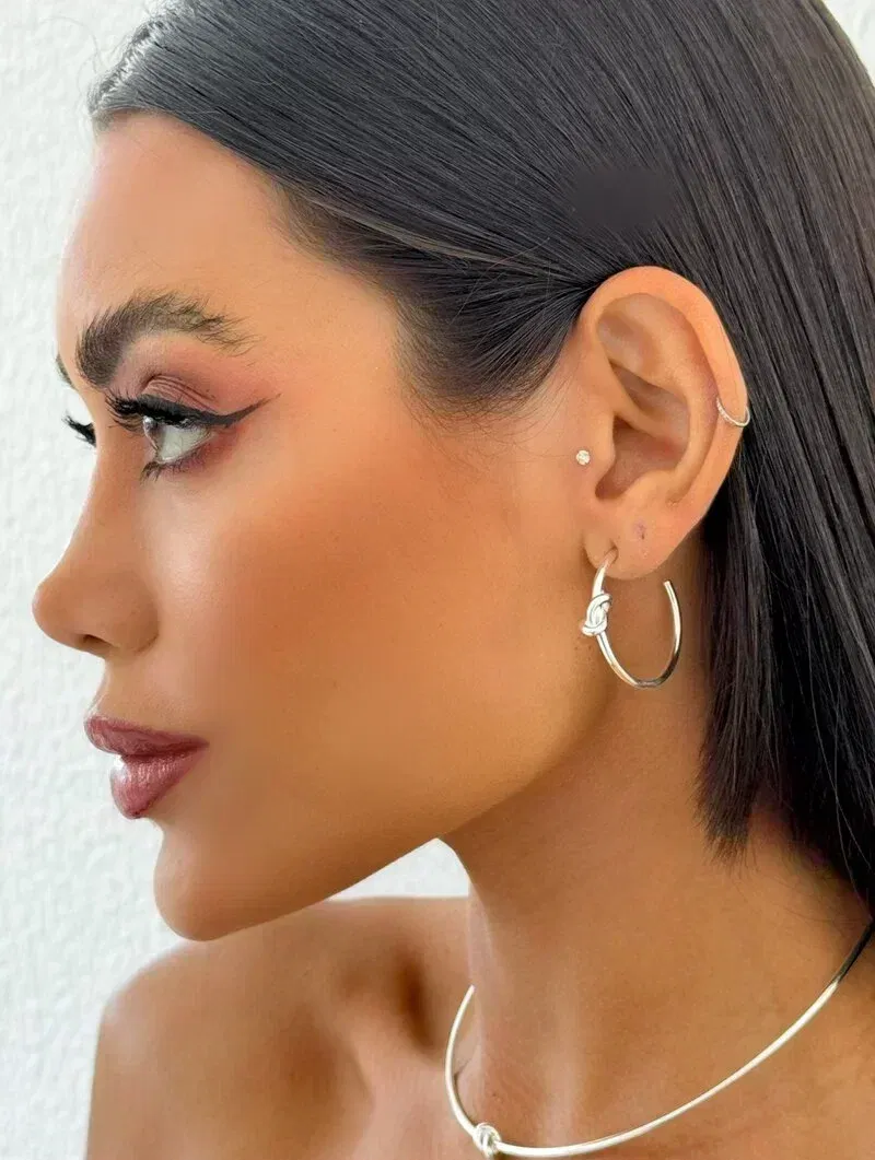 Brinco Folheado a Ouro 18k e Prata Aro com Nó