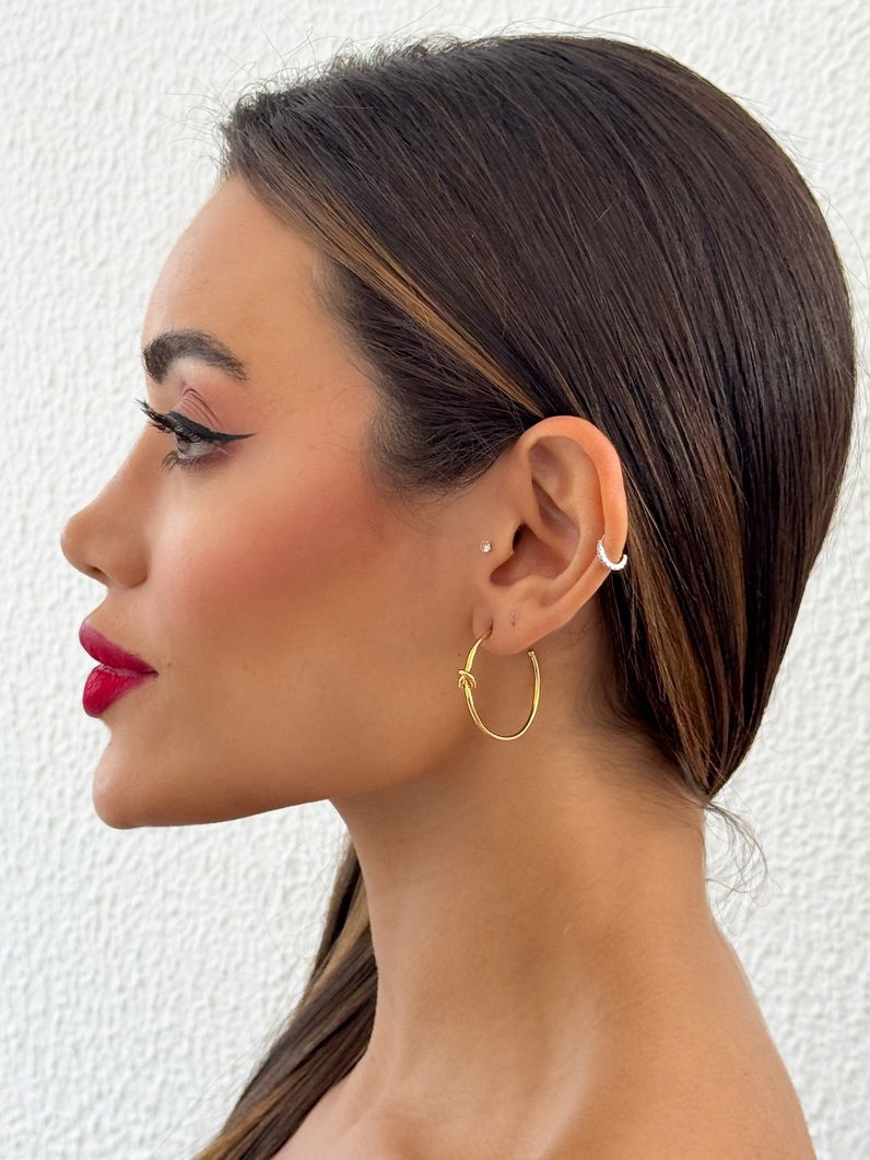 Brinco Folheado a Ouro 18k e Prata Aro com Nó