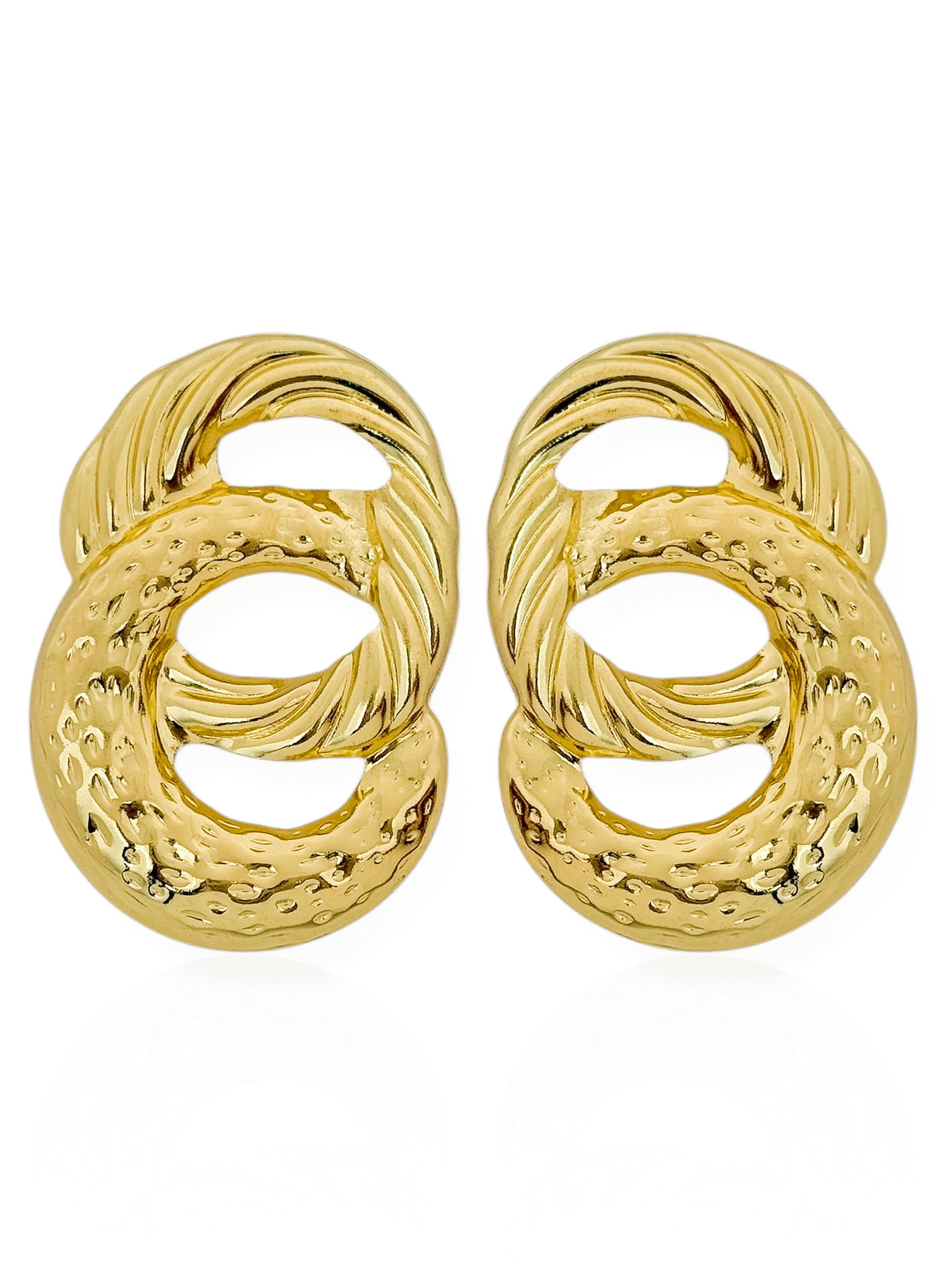 Brinco Folheado a Ouro 18k e Prata Aro Duplo Texturizado