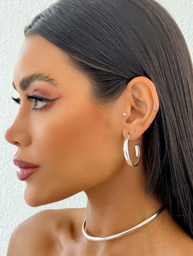 Brinco Folheado a Ouro 18k e Prata Aro Liso