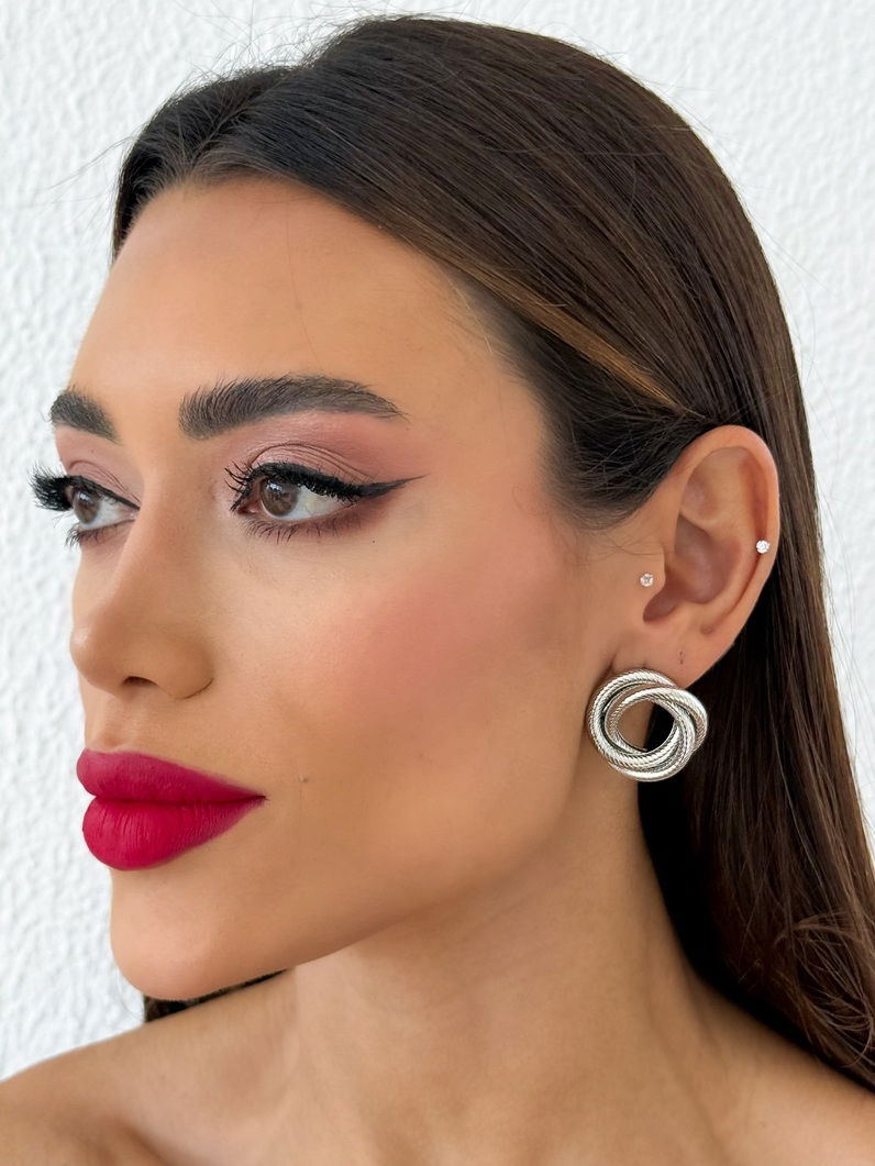 Brinco Folheado a Ouro 18k e Prata Aros Texturizados