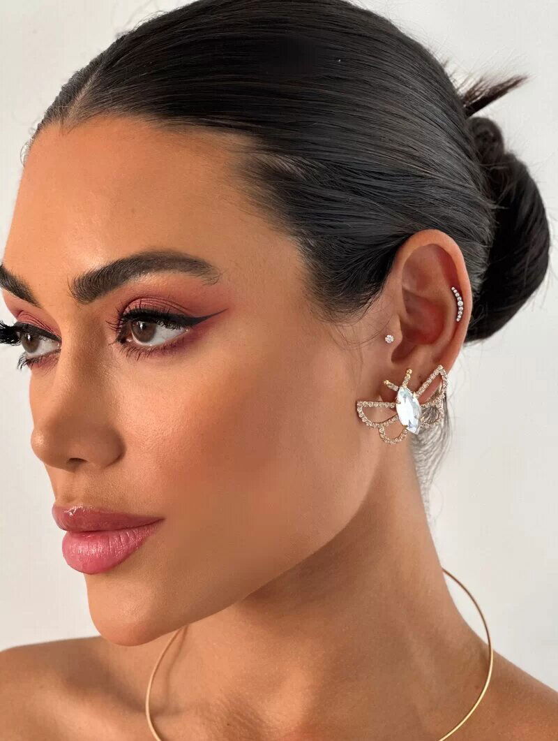 Brinco Folheado a Ouro 18k e Prata Borboleta