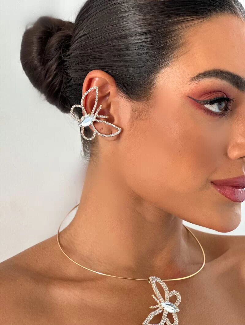 Brinco Folheado a Ouro 18k e Prata Borboleta