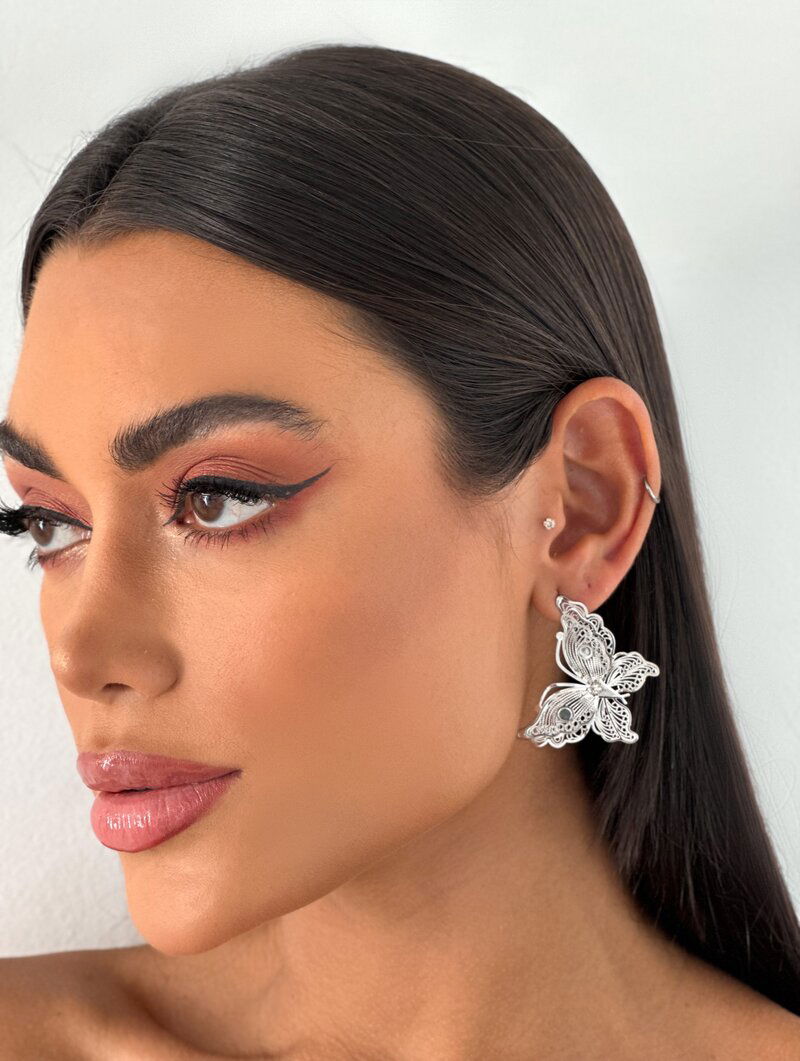 Brinco Folheado a Ouro 18k e Prata Borboleta Luxo