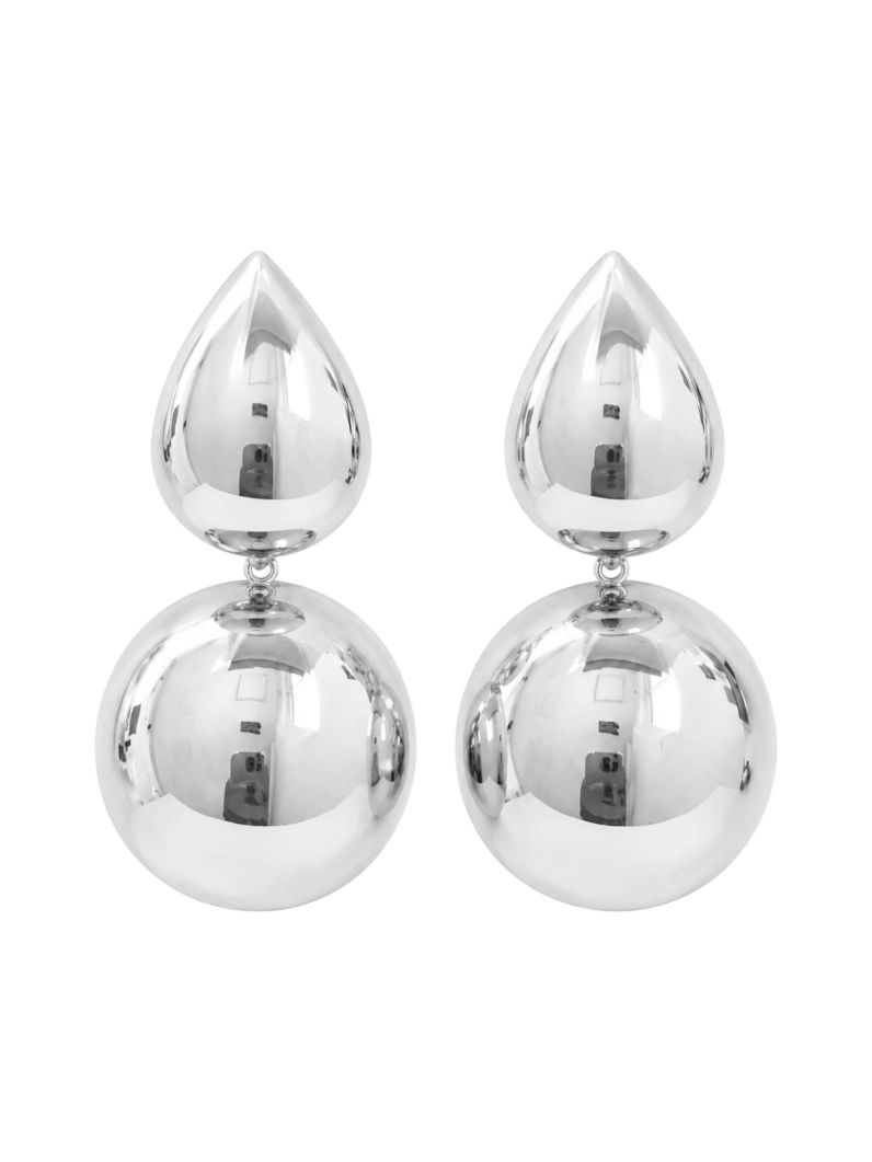 Brinco Folheado a Ouro 18k e Prata Botton Com Ponteira Gota