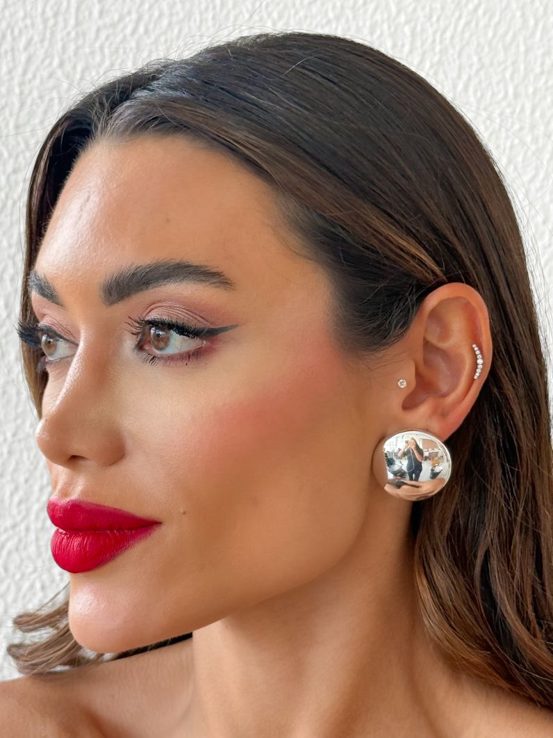 Brinco Folheado a Ouro 18k e Prata Botton Liso