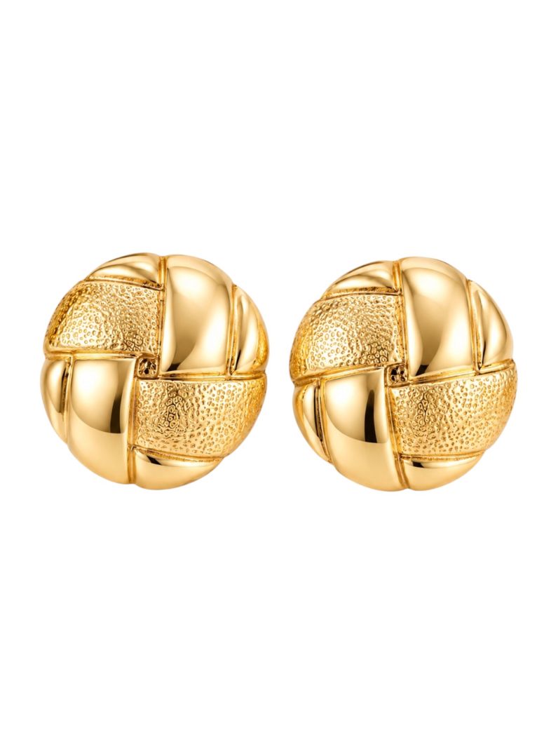Brinco Folheado a Ouro 18k e Prata Botton Liso e Texturizado