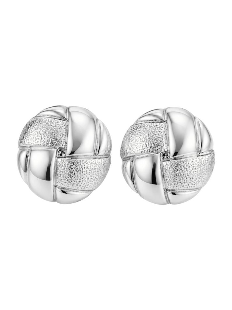 Brinco Folheado a Ouro 18k e Prata Botton Liso e Texturizado