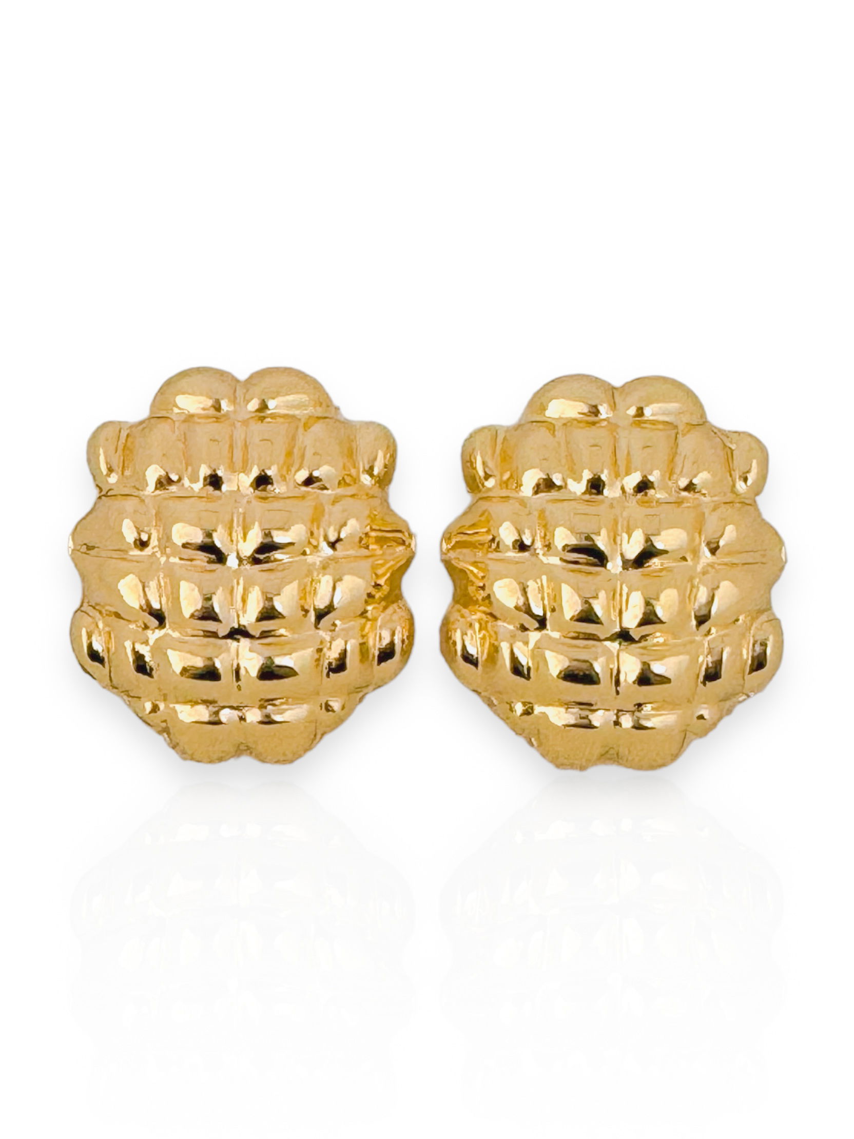 Brinco Folheado a Prata Botton Quadriculado