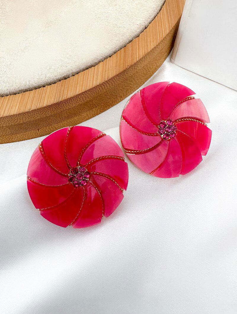 Brinco Folheado a Ouro 18k e Prata Botton Resinado