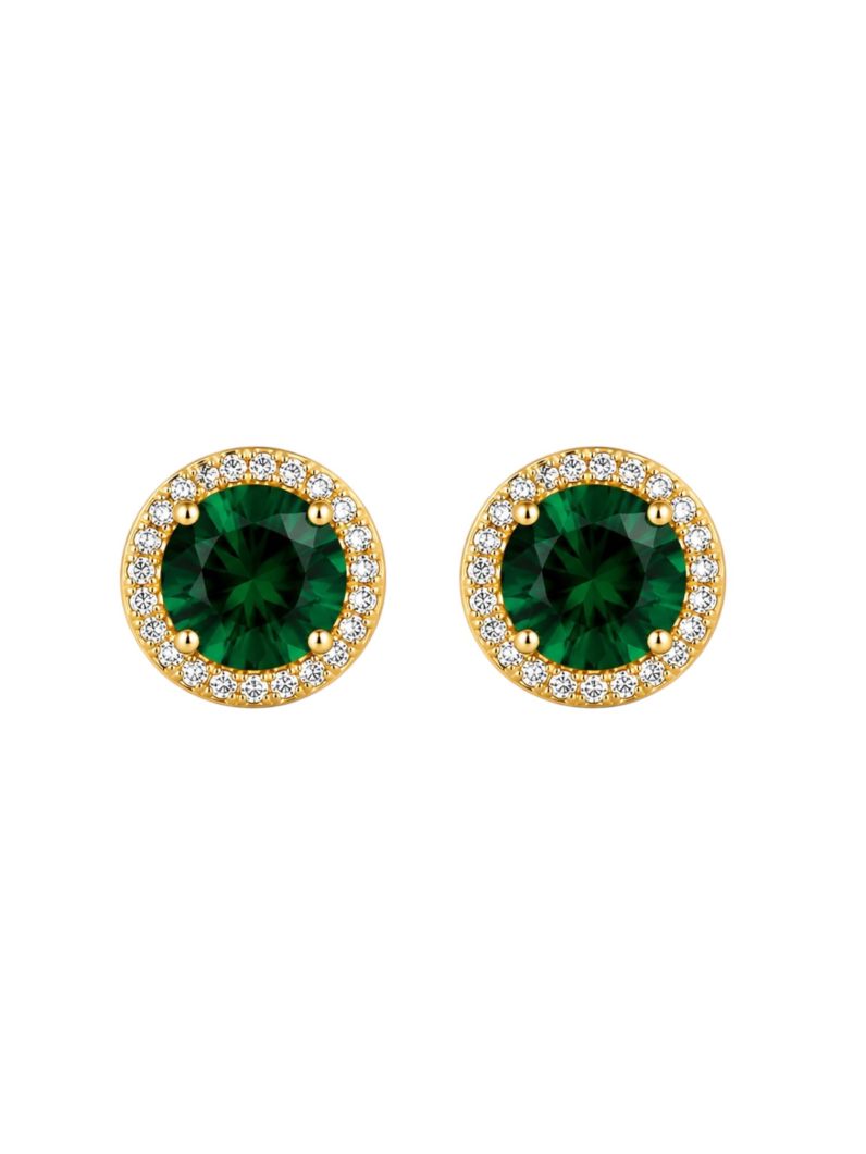 Brinco Folheado a Ouro 18k e Prata Circulo Cravejado
